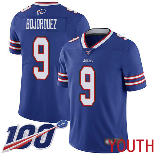 Youth Buffalo Bills 9 Corey Bojorquez Royal Blue Team Color Vapor Untouchable Limited Player 100th Season NFL Jersey